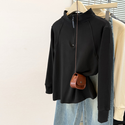 2025秋冬新款德绒磨毛长袖T恤女