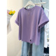 复古chic港味纯棉半袖 上衣潮 百搭开叉下摆短袖 T恤女夏季 宽松韩版