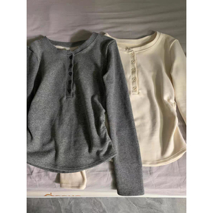 磨毛德绒保暖打底衫女秋冬季韩版修身内搭外穿亨利衫长袖T恤上衣