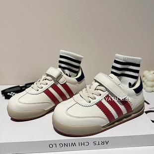 儿童真皮德训鞋2025春秋新款男童鞋子跑步鞋女童板鞋休闲小白鞋