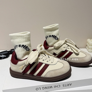 女童鞋子德训鞋真皮春秋新款儿童鞋板鞋软底男童运动鞋小白鞋潮牌