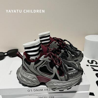 安哥拉红春秋季儿童运动鞋2025年新款女童轻便休闲鞋男童老爹鞋