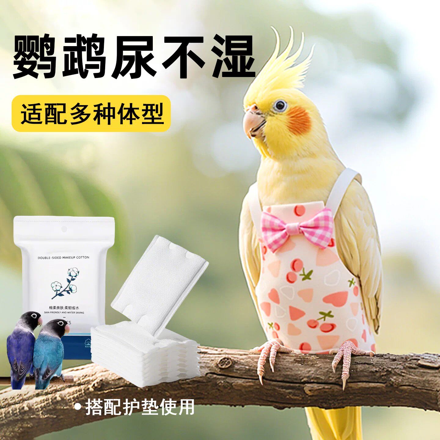 鹦鹉尿不湿屎兜一次性粪兜虎皮便兜小鸟牡丹纸尿裤小太阳尿片垫子