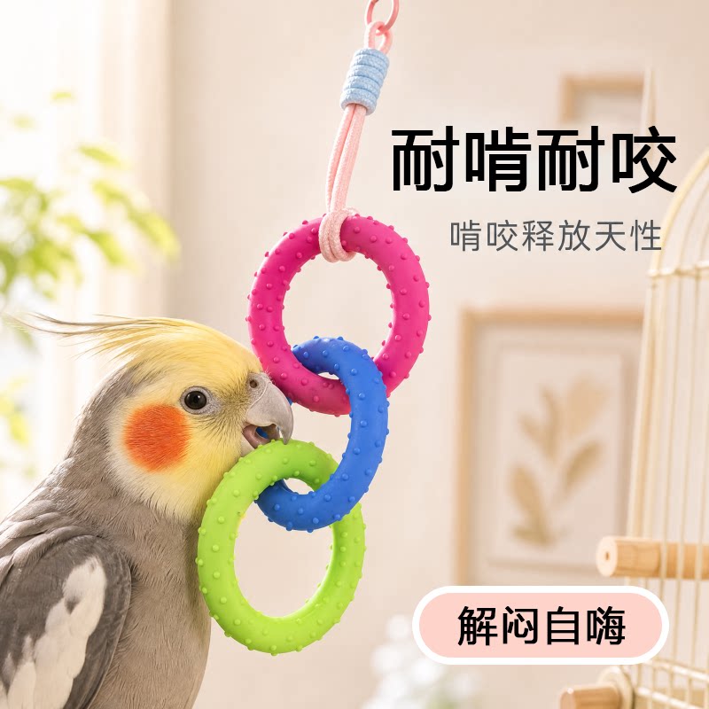 鹦鹉啃咬悬挂玩具解闷自嗨硅胶环图片