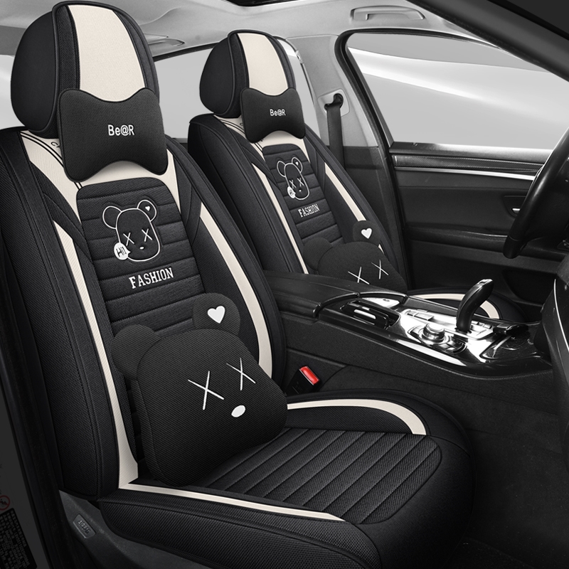 四季专用全包围汽车卡通亚麻座套奔腾X40奔腾X80奔驰C200L坐垫套