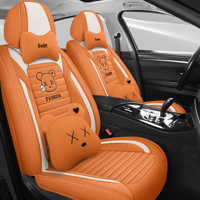 四季亚麻汽车座套大众新捷达宝来朗逸桑塔纳速腾途观专用全包坐垫