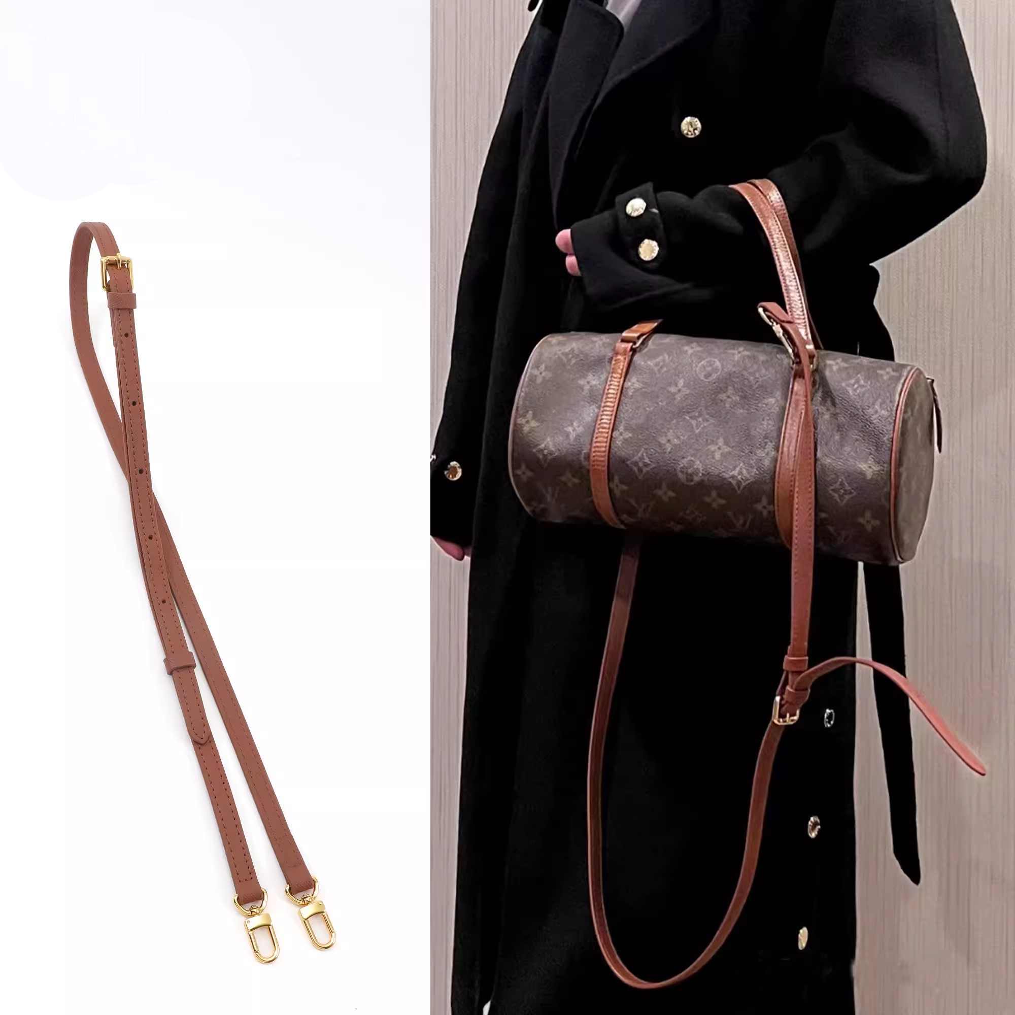 适用lv巴比龙斜挎改造肩带红皮papillon圆筒包30中古包带背带配件