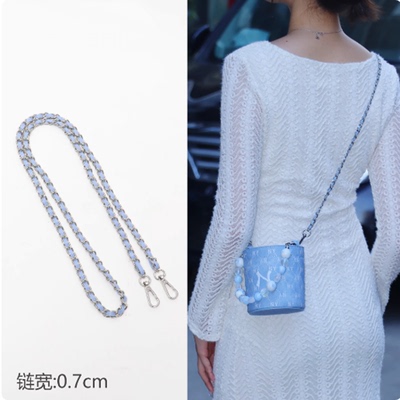 适用Mlb香水包斜挎肩带改造Nano水桶包千禧丹宁穿皮链条链子包带