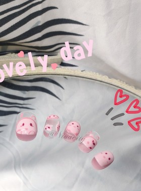 Vivacity 手绘bobo星之卡比日常短款纯手工穿戴甲搞怪可爱高级