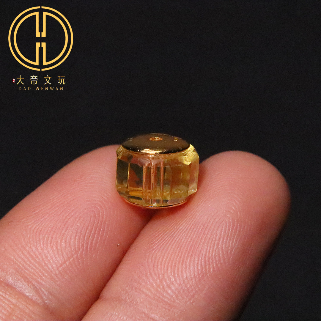 古法金银镀金配件天然水晶镶嵌切面刻面桶珠散珠珠子DIY文玩配饰