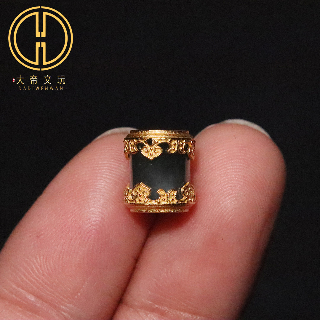 天然翡翠镶嵌纯银s925银镀金回纹桶珠隔珠菩提手链手串文玩配饰