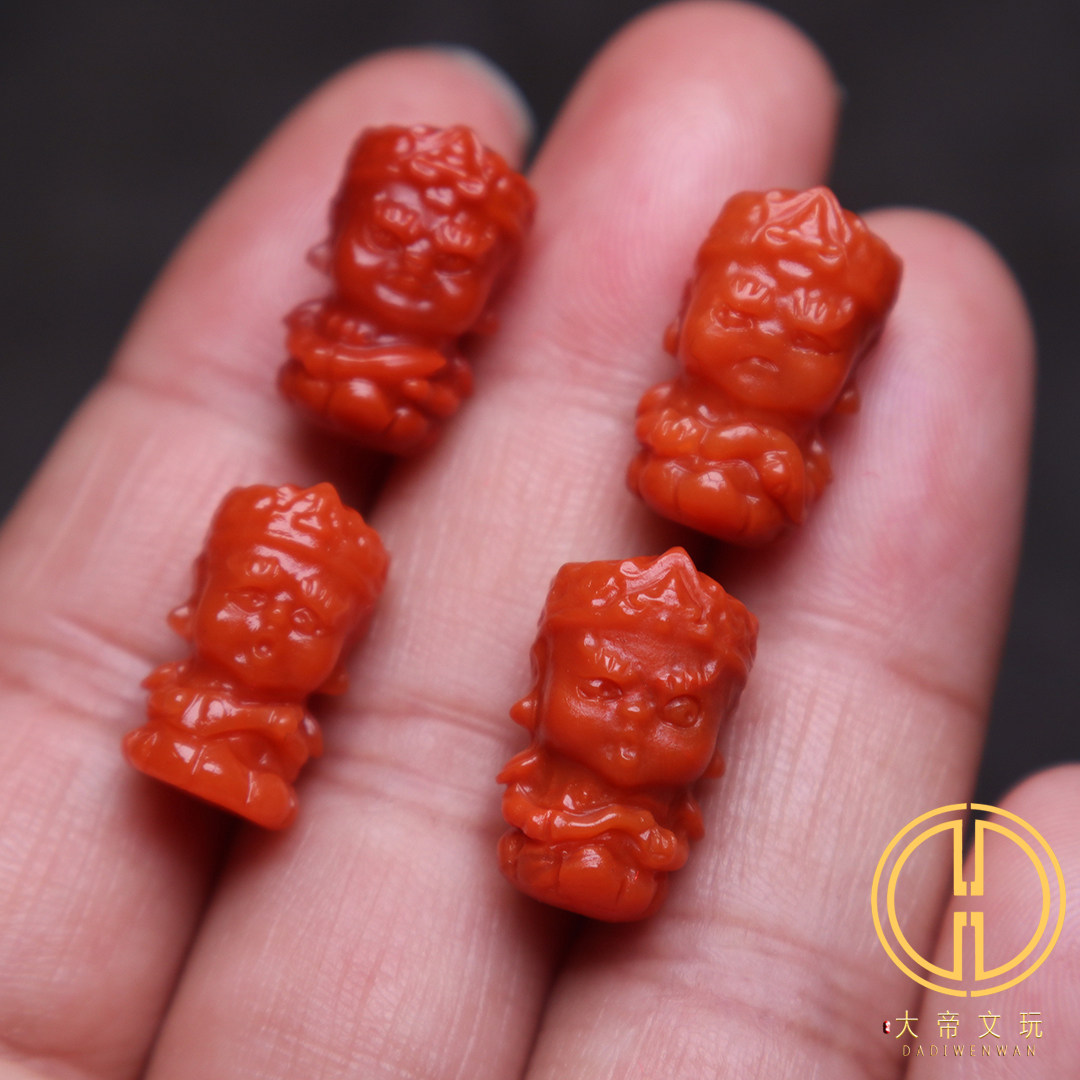 南红四大天王背云侧挂隔珠配饰