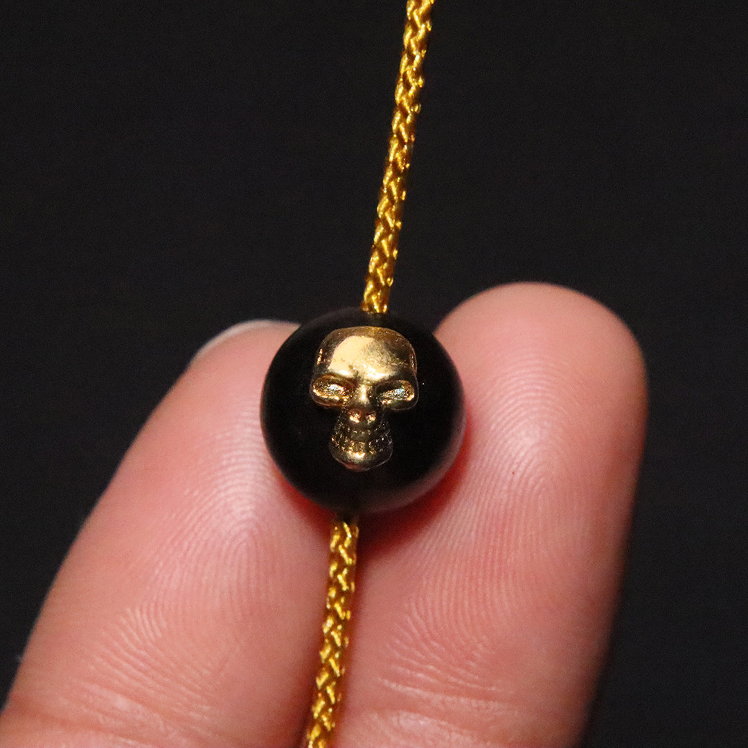 S925镀金骷髅黑檀木手串隔珠