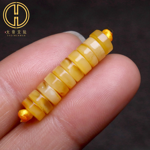 天然原矿蜜蜡直切隔片药片隔珠菩提手串长串手链diy文玩配珠配饰
