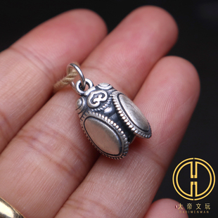 原创足银999金蝉一鸣惊人侧挂吊坠挂件菩提手串长串diy文玩配饰