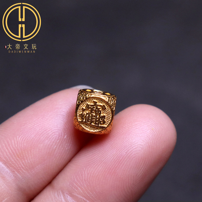 925纯银镀金隔珠招财进宝八方来财配珠散珠手串手链diy文玩配饰