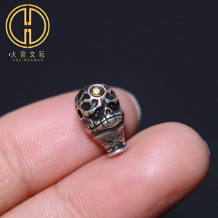 纯银足银925骷髅阿呆三通佛头金刚星月菩提手串手链diy文玩配饰