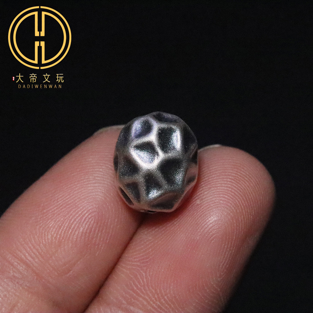 S999足银纯银不规则石头型光面散珠隔珠桶珠diy编绳手链串珠配件