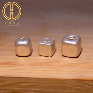 原创足银999方糖顶腰隔珠散珠金刚星月菩提手串串珠编绳文玩配饰