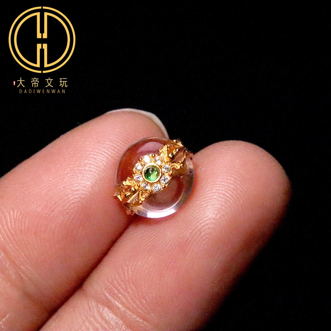 银镀金纯银925天然白水晶隔珠