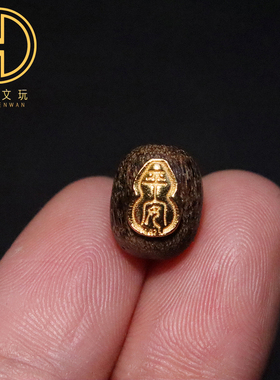 纯银925天然沉香木镶嵌平安葫芦桶珠隔珠散珠菩提手串手链diy配饰