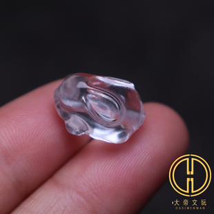 天然白水晶玉兔生肖兔子背云隔珠手串项链挂件饰品礼物diy配饰