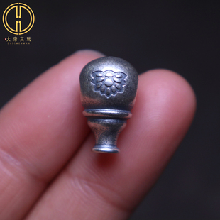 纯银足银999莲花三通佛头金刚星月菩提手串长串手链diy文玩配饰