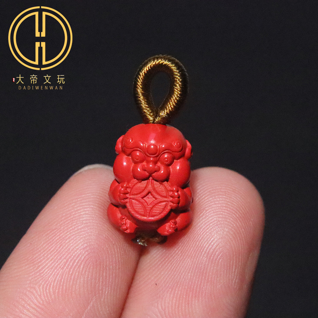 保真原矿朱砂红砂吞金兽貔貅背云侧挂菩提手串长串diy文玩配饰