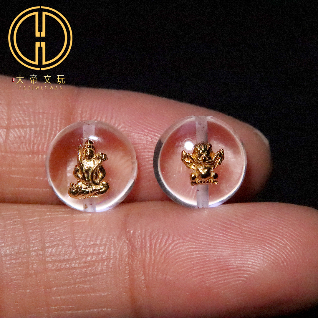 银镀金纯银925渡母大鹏鸟背云隔珠菩提手串手链编绳diy文玩配饰