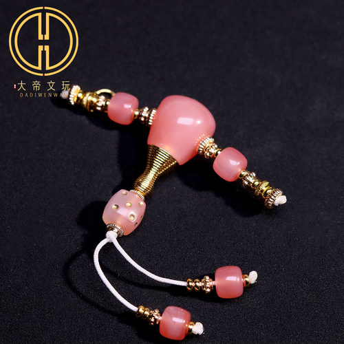 天然粉糯玛瑙镀金三通佛头套装组合文玩手串手链diy文玩配饰配件