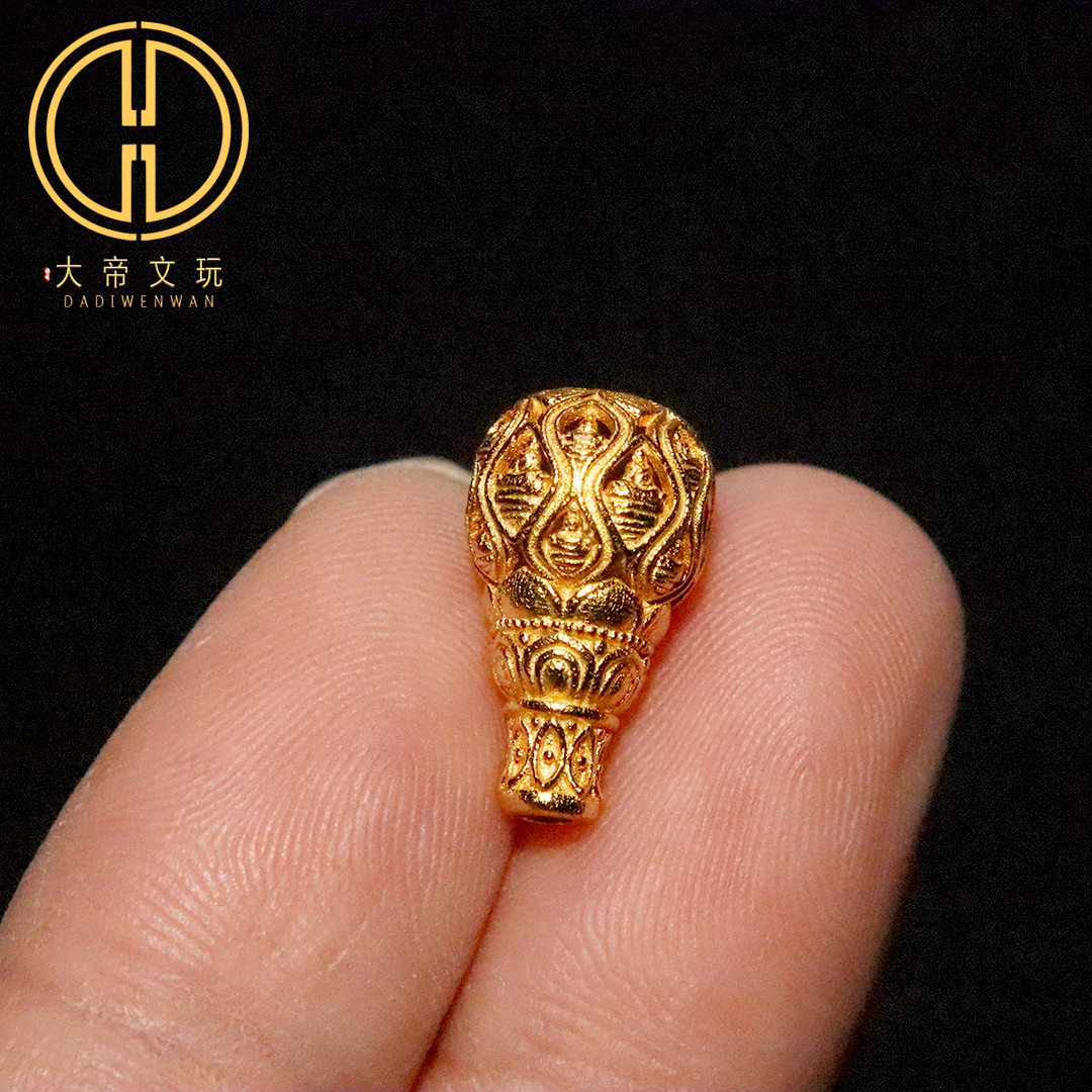 纯银925银镀金千佛塔无相佛三通佛头菩提手串手链diy文玩配饰配件