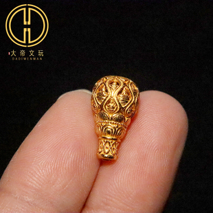 纯银925银镀金千佛塔无相佛三通佛头菩提手串手链diy文玩配饰配件