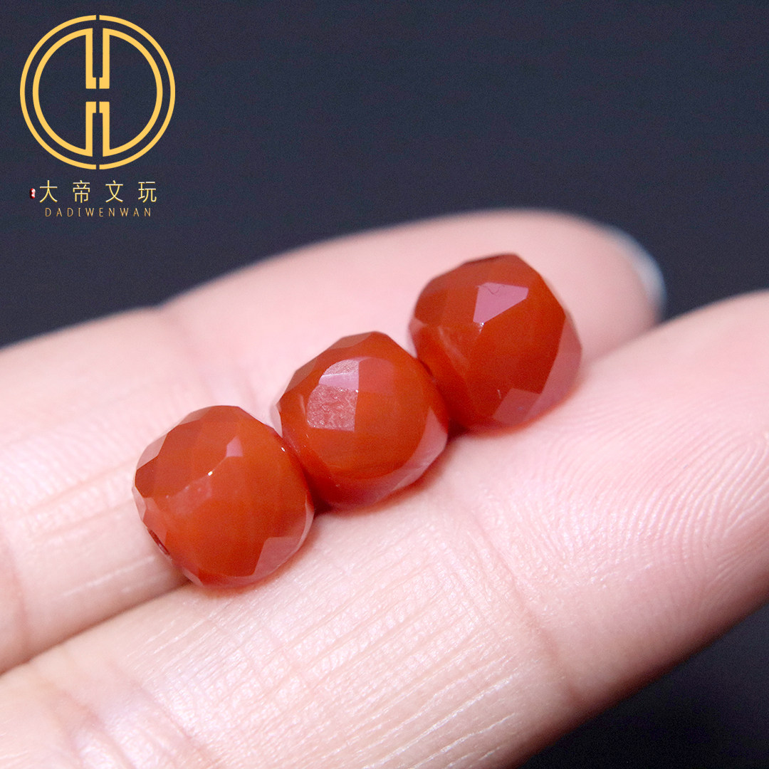 天然南红玛瑙无相切面隔珠单珠散珠菩提手串手链编绳diy文玩配饰