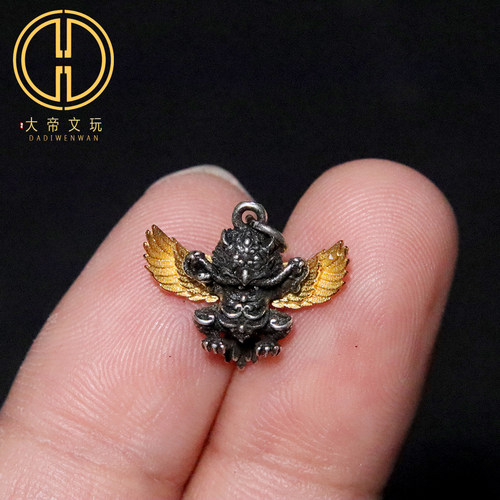 s925纯银镀金大鹏鸟吊坠侧挂提溜项链手链菩提手串diy文玩配饰