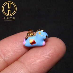 s925纯银镀金彩绘生肖马吊坠挂机提溜马上有钱手链手串项链配件