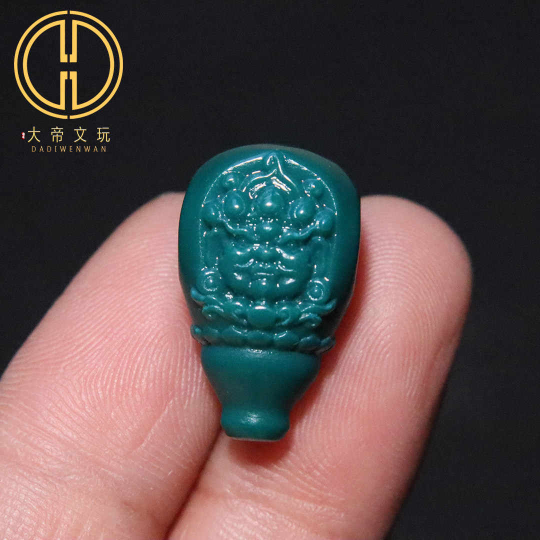 雪巴琉璃黄财神大黑天三通佛头金刚星月菩提手串长串diy文玩配饰