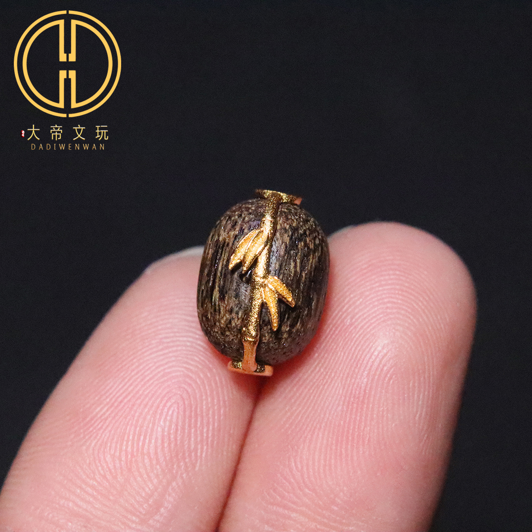 纯银s925天然沉香木镶嵌竹子竹节桶珠隔珠散珠菩提手串diy配饰