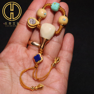 雪巴琉璃金膏玉蒙松三通套装组合佛头金刚星月菩提手串文玩配饰