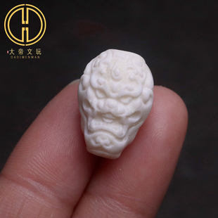 天然鹿角般若兽面三通佛头菩提手串长串佛珠手链diy文玩配饰配件