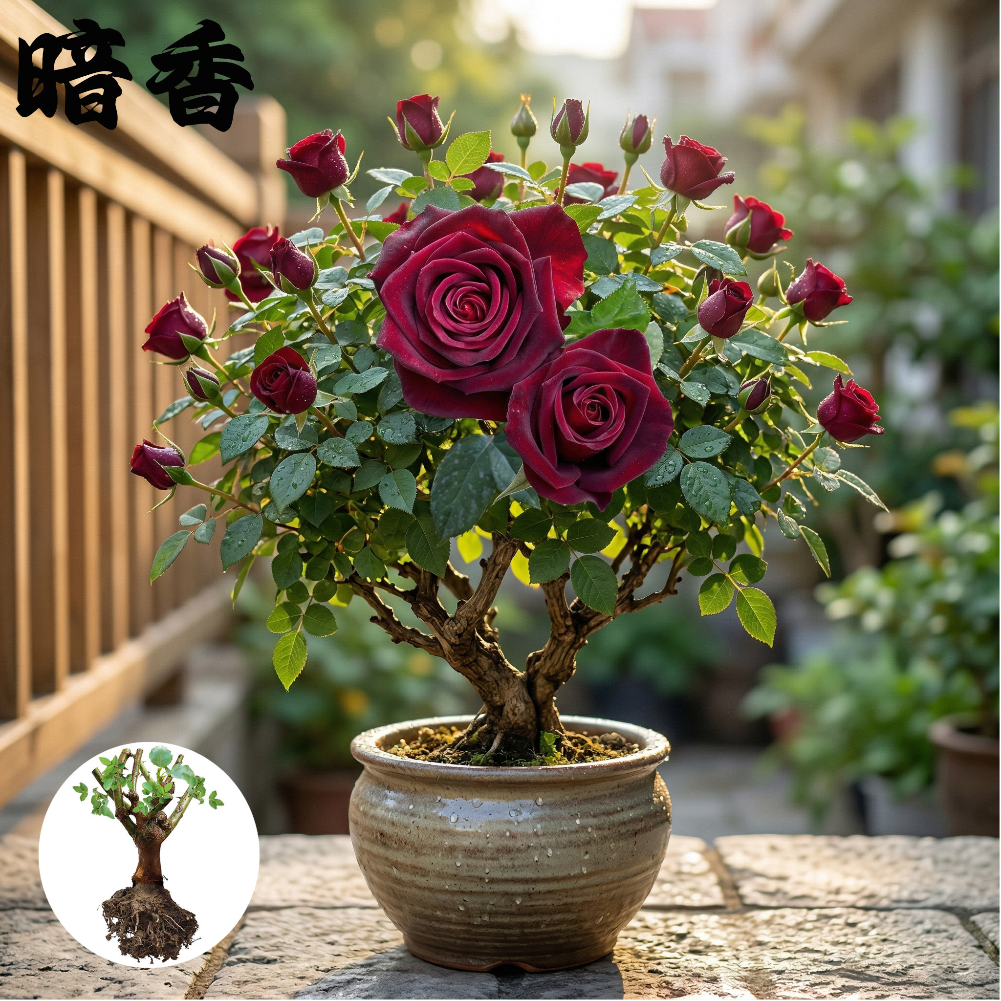 新品 暗香 月季玫瑰花苗 黑巴克升级版 浓香灌木大花勤花庭院盆栽