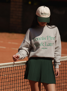 Acebase男女同款美式慵懒松弛感网球老钱风卫衣加绒2025新款上衣