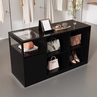 服装店中岛桌玻璃中岛流水台女装饰品摆件展示桌店铺陈列台储物柜