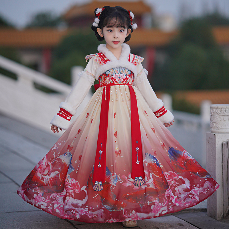 汉服女童冬款2023新款过年拜年服冬装儿童古装中国风唐装新年衣服