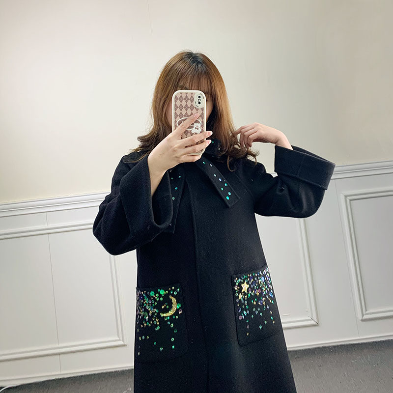 双面呢羊毛中长款复古