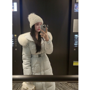 冬季新款可拆卸狐狸毛收腰90白鸭绒长款羽绒服