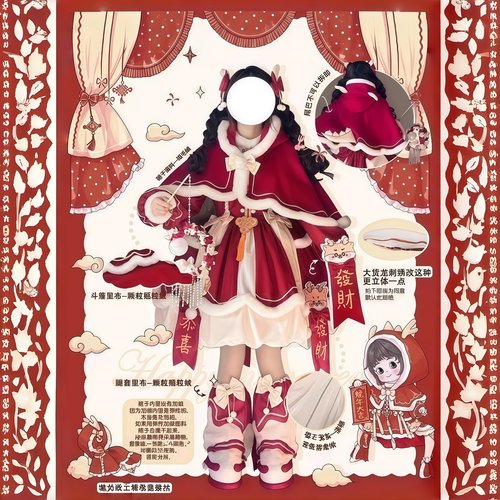 小福兽新年战袍蓬蓬裙洛丽塔裙子