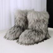 厂家直销gal毛毛靴雪地靴女毛茸茸中筒加厚仿皮草跨境亚马逊同款