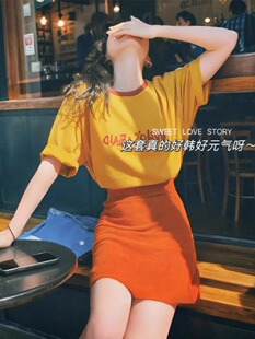 多巴胺Ootd独特而美丽的初夏穿捏腰连衣裙女子夏季2025新款短裙套
