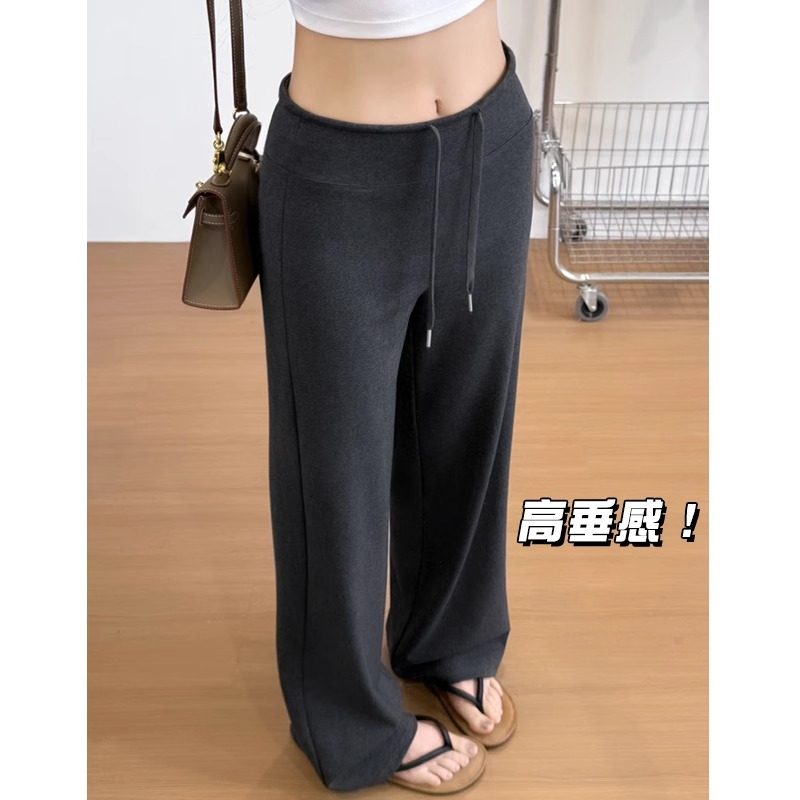 黑色运动裤女夏2025年新款高腰垂感显瘦春秋直筒窄版休闲阔腿卫裤