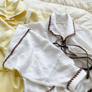 大明翻领衫!中国人的衬衫,贝壳绣饰边!亚麻丝棉可穿四季